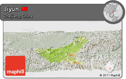 Physical Panoramic Map of Jiyun, lighten, semi-desaturated