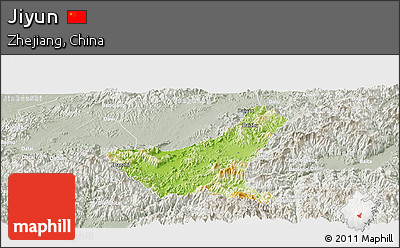 Physical Panoramic Map of Jiyun, lighten, semi-desaturated