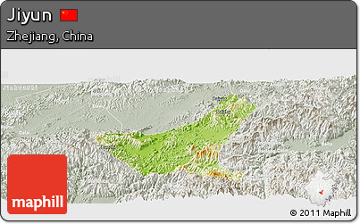 Physical Panoramic Map of Jiyun, lighten, semi-desaturated
