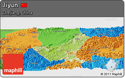 Physical Panoramic Map of Jiyun, political outside