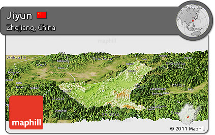 Physical Panoramic Map of Jiyun, satellite outside