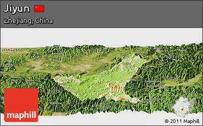 Physical Panoramic Map of Jiyun, satellite outside
