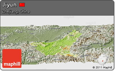 Physical Panoramic Map of Jiyun, semi-desaturated
