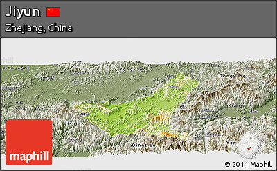 Physical Panoramic Map of Jiyun, semi-desaturated