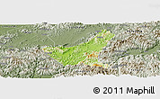 Physical Panoramic Map of Jiyun, semi-desaturated