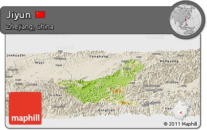 Physical Panoramic Map of Jiyun, shaded relief outside