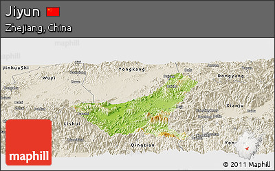 Physical Panoramic Map of Jiyun, shaded relief outside