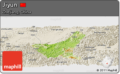 Physical Panoramic Map of Jiyun, shaded relief outside