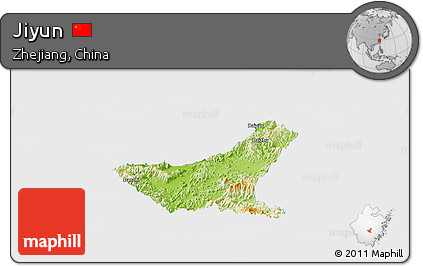 Physical Panoramic Map of Jiyun, single color outside