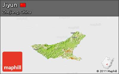 Physical Panoramic Map of Jiyun, single color outside