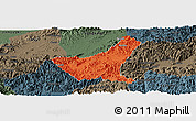 Political Panoramic Map of Jiyun, darken, semi-desaturated