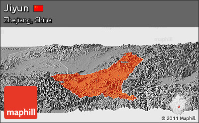 Political Panoramic Map of Jiyun, desaturated