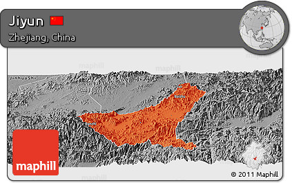 Political Panoramic Map of Jiyun, desaturated