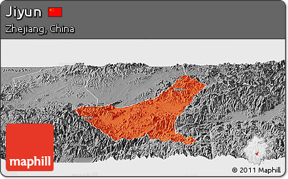 Political Panoramic Map of Jiyun, desaturated