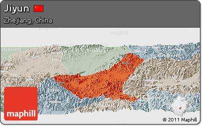 Political Panoramic Map of Jiyun, lighten, semi-desaturated