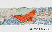 Political Panoramic Map of Jiyun, lighten, semi-desaturated