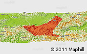 Political Panoramic Map of Jiyun, physical outside