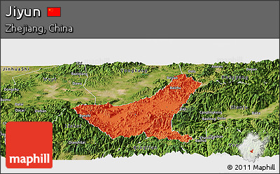 Political Panoramic Map of Jiyun, satellite outside