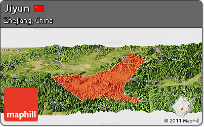 Political Panoramic Map of Jiyun, satellite outside
