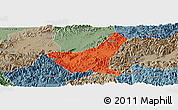Political Panoramic Map of Jiyun, semi-desaturated