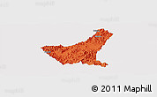 Political Panoramic Map of Jiyun, single color outside