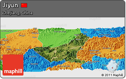 Satellite Panoramic Map of Jiyun, political outside