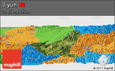 Satellite Panoramic Map of Jiyun, political outside