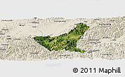 Satellite Panoramic Map of Jiyun, shaded relief outside