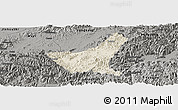 Shaded Relief Panoramic Map of Jiyun, darken, semi-desaturated