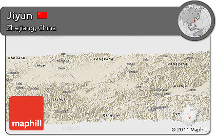 Shaded Relief Panoramic Map of Jiyun