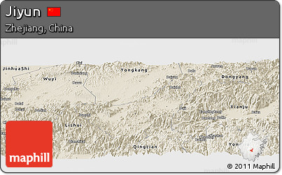 Shaded Relief Panoramic Map of Jiyun