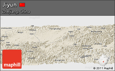 Shaded Relief Panoramic Map of Jiyun