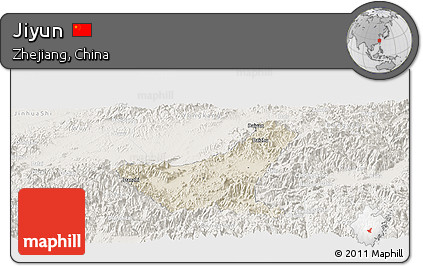 Shaded Relief Panoramic Map of Jiyun, lighten