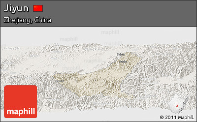Shaded Relief Panoramic Map of Jiyun, lighten
