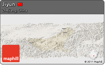 Shaded Relief Panoramic Map of Jiyun, lighten