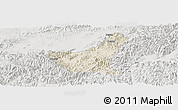 Shaded Relief Panoramic Map of Jiyun, lighten, semi-desaturated