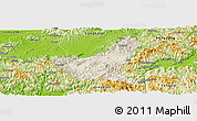 Shaded Relief Panoramic Map of Jiyun, physical outside