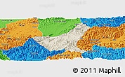 Shaded Relief Panoramic Map of Jiyun, political outside