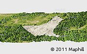 Shaded Relief Panoramic Map of Jiyun, satellite outside