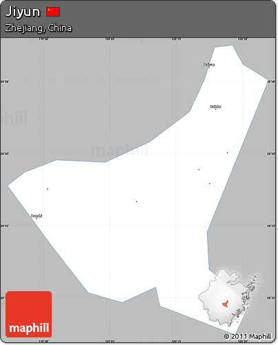 Gray Simple Map of Jiyun, single color outside
