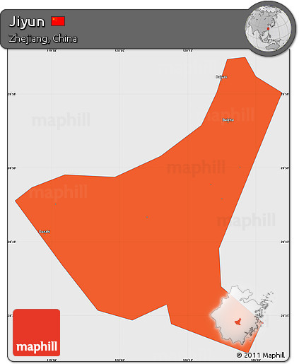 Political Simple Map of Jiyun, single color outside