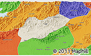 Shaded Relief 3D Map of Lanxi, political outside