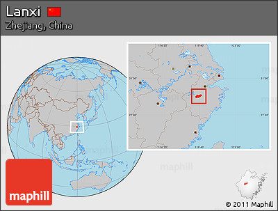 Gray Location Map of Lanxi