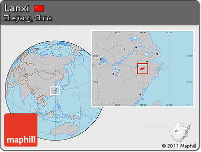 Gray Location Map of Lanxi