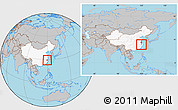 Gray Location Map of Lanxi, highlighted country, within the entire country