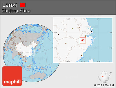Gray Location Map of Lanxi, highlighted country