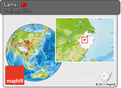 Physical Location Map of Lanxi, highlighted parent region