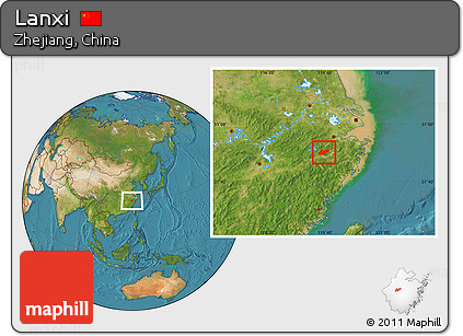 Satellite Location Map of Lanxi