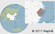 Savanna Style Location Map of Lanxi, highlighted country, highlighted parent region, hill shading