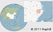 Savanna Style Location Map of Lanxi, highlighted country, hill shading